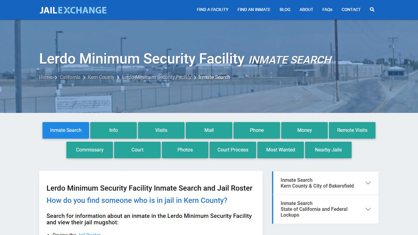 Lerdo Minimum Security Facility Inmate Search - Jail Exchange